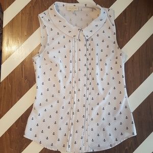 Modcloth sleeveless anchor blouse